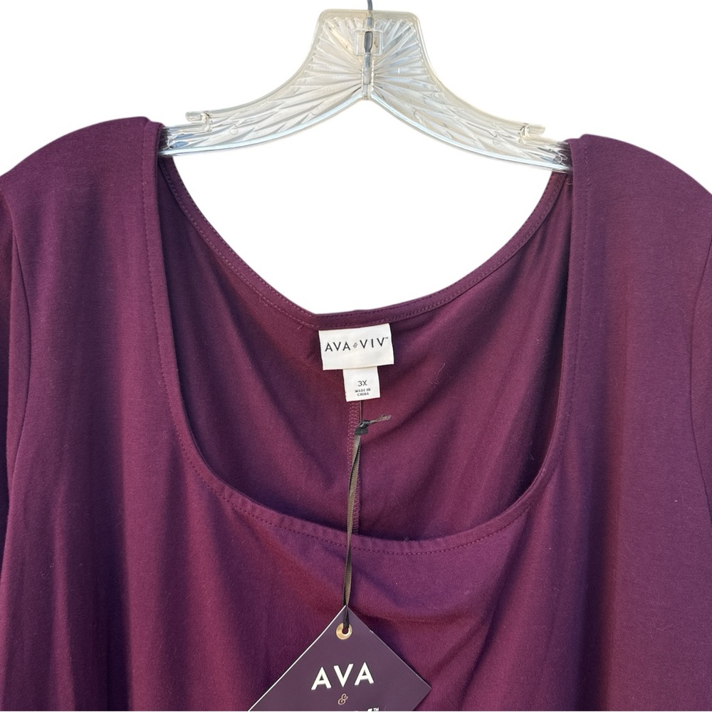 MAKE OFFEE π₯HP π₯ Ava & Viv Rich Plum Long Sleeve Bodycon Cotton Dress valentine - Picture 4 of 7
